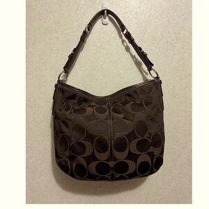 COACH Purse 12676 Brown Signature Hobo Shoulder Bag